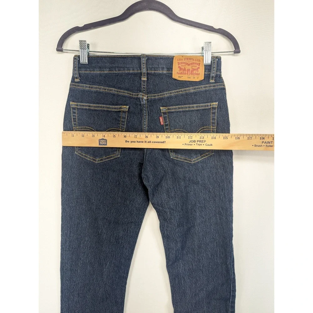 Levi's 502 Regular Taper Boys Jeans Size 12 Reg Dark Wash‎ Denim 26x27